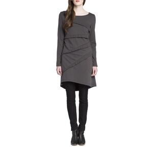 Prairie Underground Gray Long Sleeved Tiered Dress S